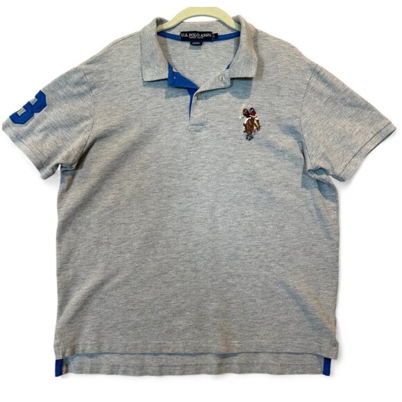 U.S. Polo Assn. Classic Fit Polo Shirt Gray with Embroidered Horsemen Large - Picture 1 of 7
